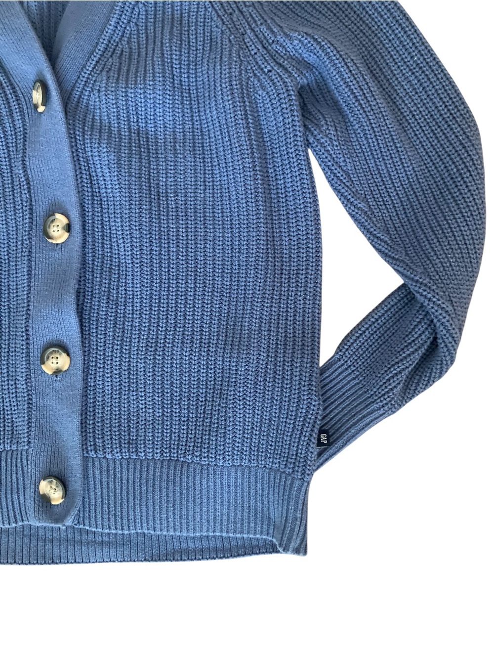 Gap Blue 100% Cotton Chunky Knit Cardigan Sweater Small Button Front - Picture 6 of 9